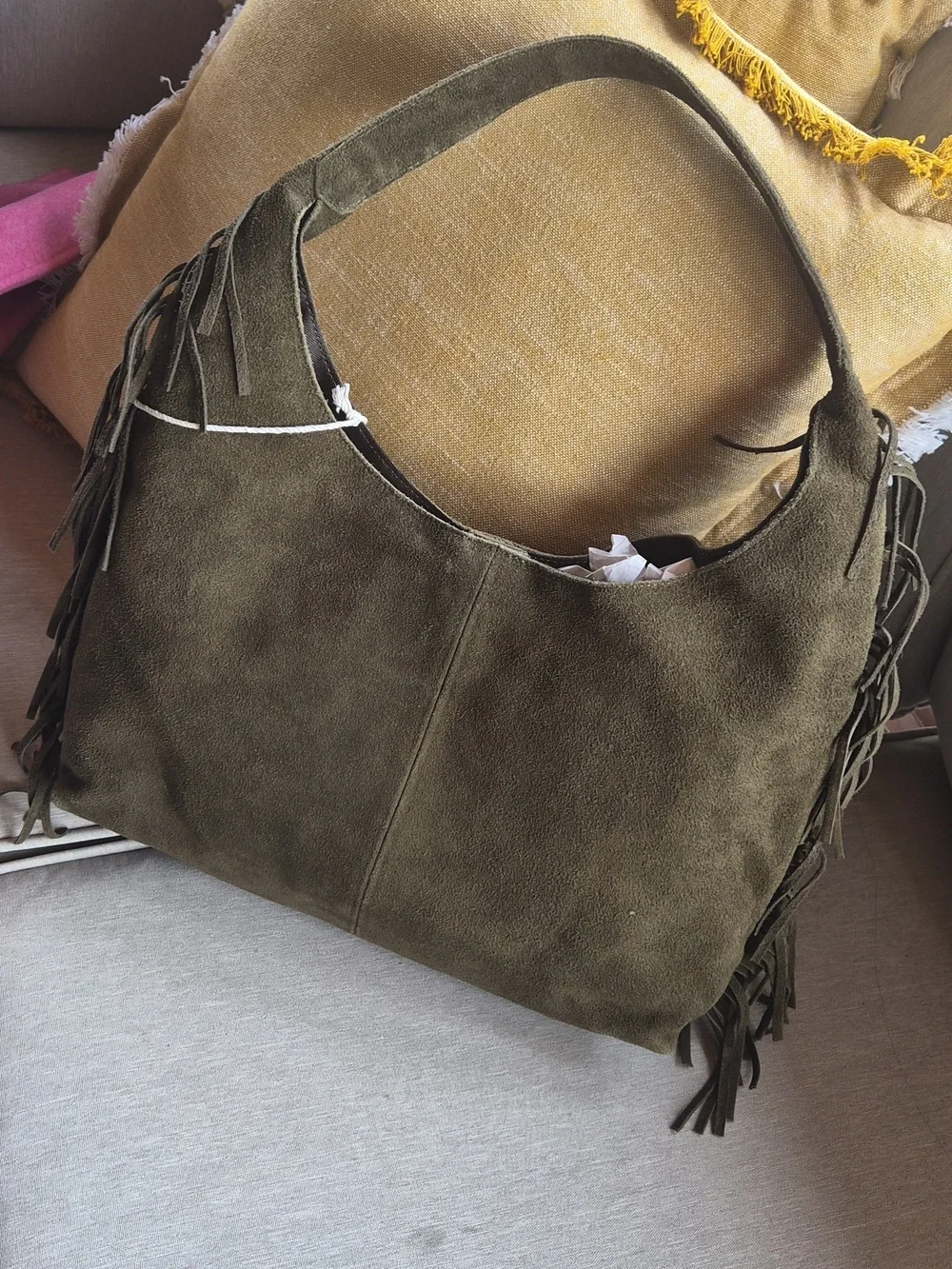 Haute Hippie Green Suede Fringe Bag - Picture 3 of 4